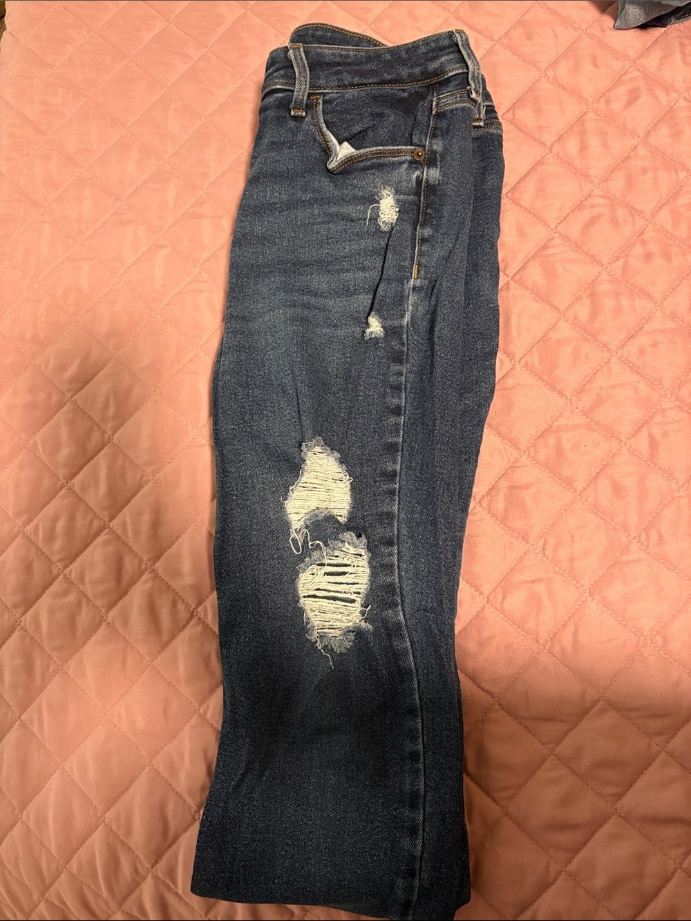 Dark Blue Midrise Distressed Skinny Rockstar Women’s Jeans